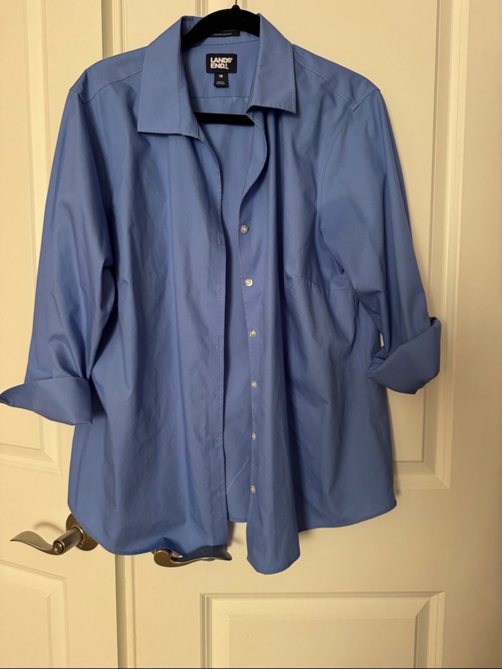 Lands' End Women's Light Blue Button-Front Shirt